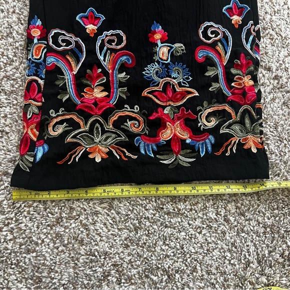 Liv Los Angeles Embroidered Black Wide-Leg Palazzo Pants Beach Boho Sz L - Picture 9 of 9
